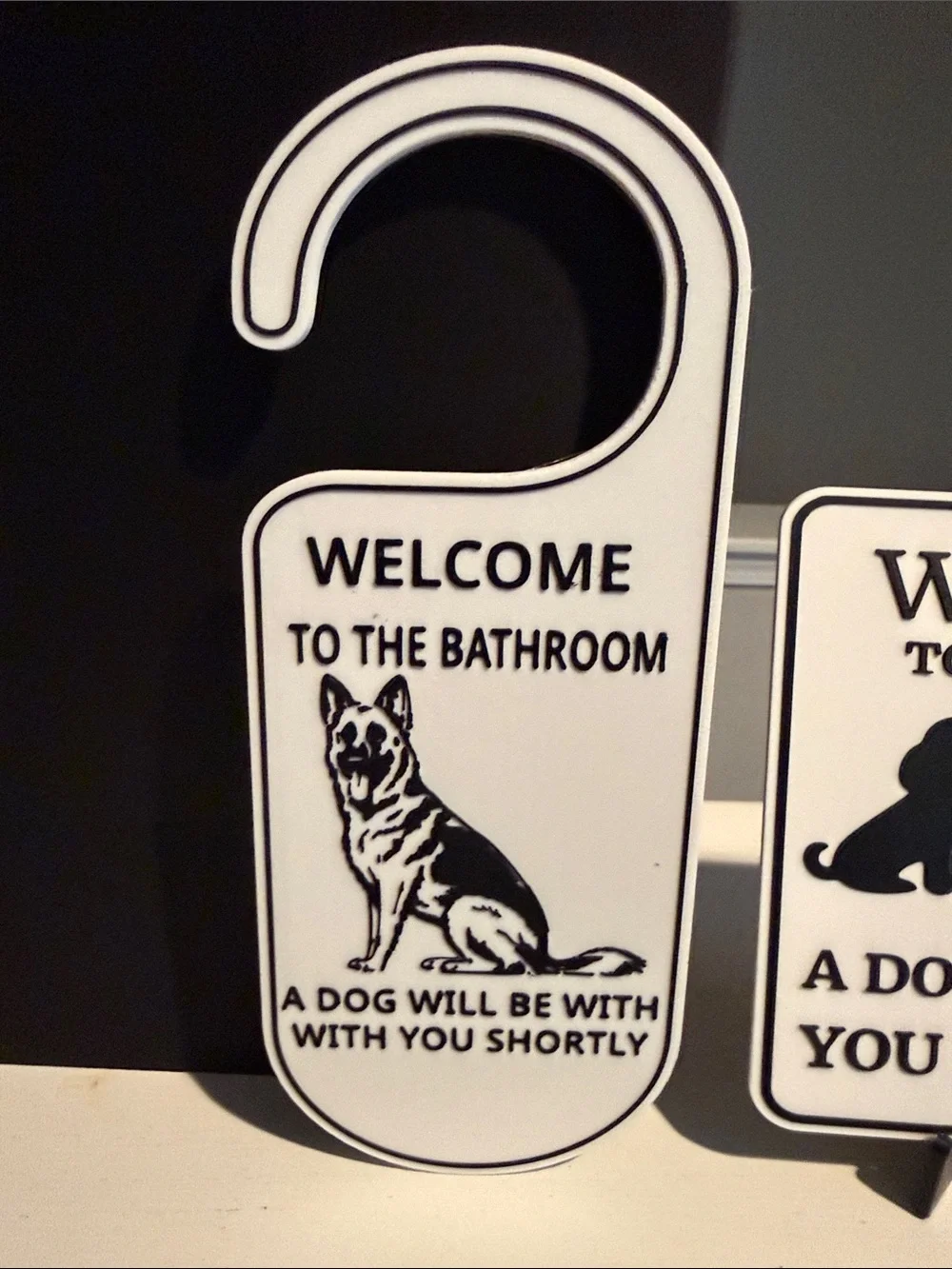 Welcome to the Bathroom Dog Signs - Black & White